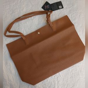 NWT Lieseh Women's Yellowish Brown Large Pebbled Faux Leather Tote Shoul…